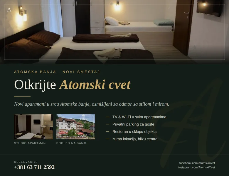 Atomski cvet smeštaj u strogom centru Atomske Banje